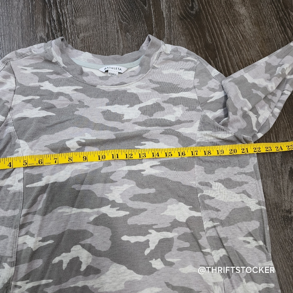 Athleta Gray Camo Print Long Sleeve Dress With Pockets - Picture 8 of 12